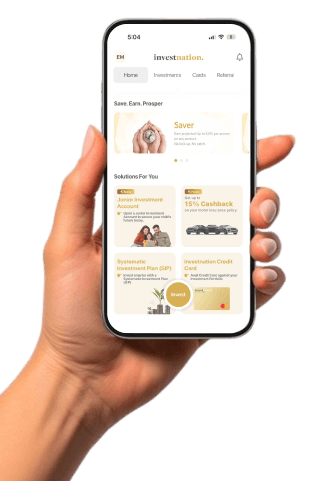 Investnation app shown on a smartphone